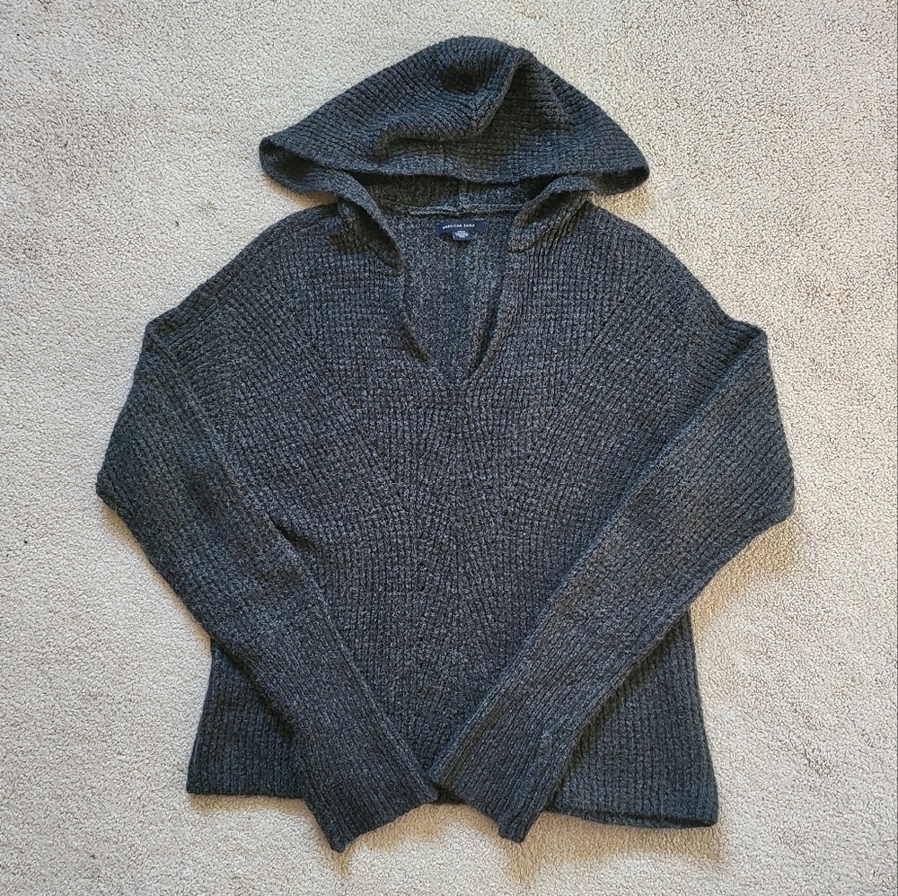 American Eagle Womens Gray Hooded Sweater